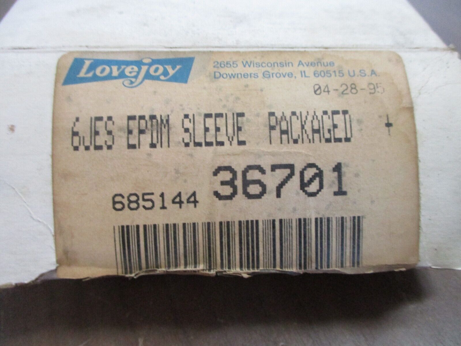 Lovejoy 6JES EPDM Sleeve 36701 New Surplus