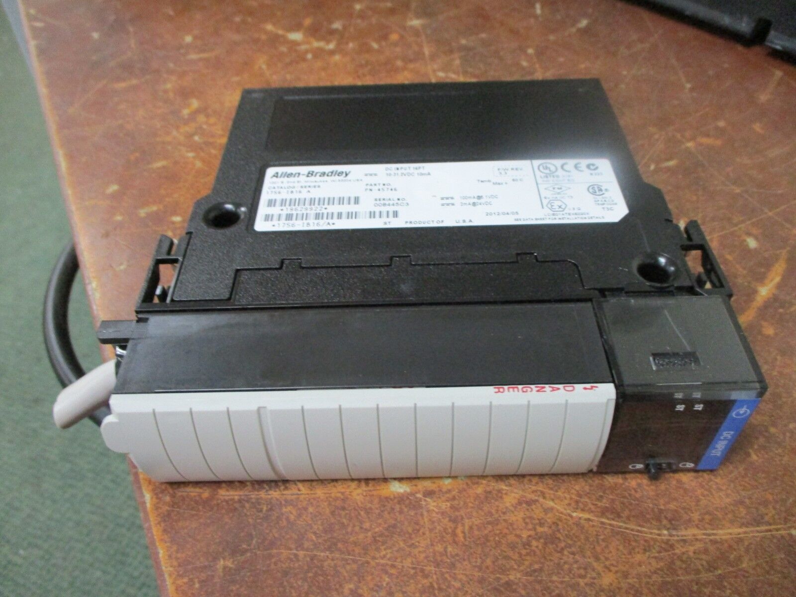 Allen-Bradley DC Input Module 1756-IB16 Series A F/W Rev. 3.3 16 pt Used