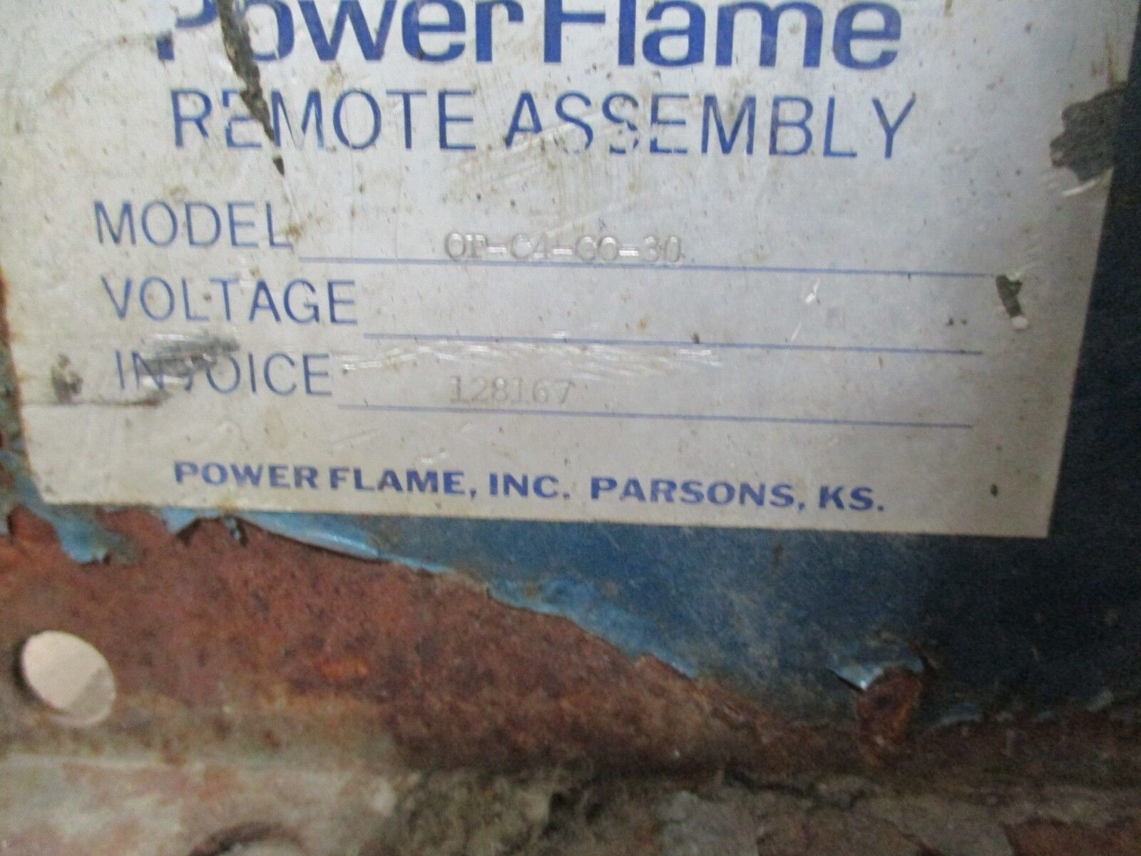 Power Flame Remote Assembly OP-C4-G0-30 0.75HP 208-230/460V 2.7-2.6/1.3A Used