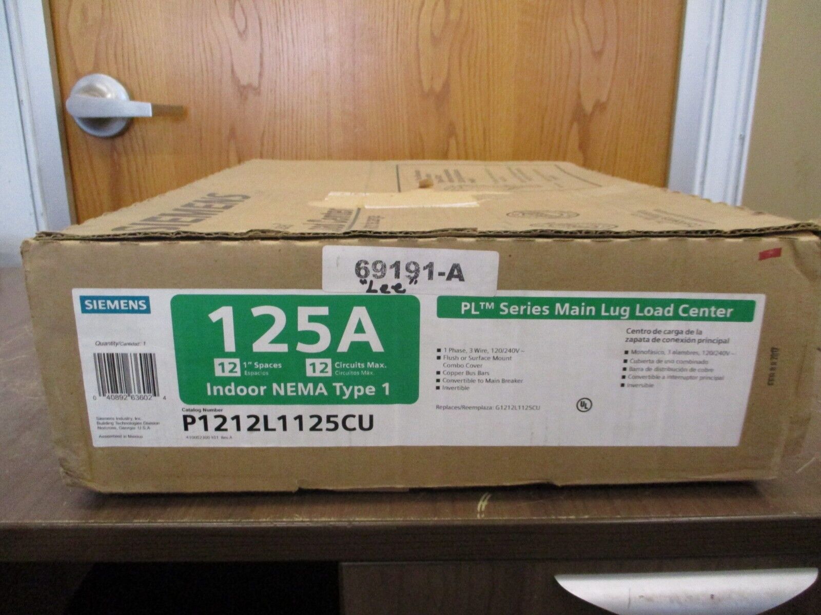 Siemens PL Series Main Lug Load Center P1212L1125CU 125A 120/240V 12-Space