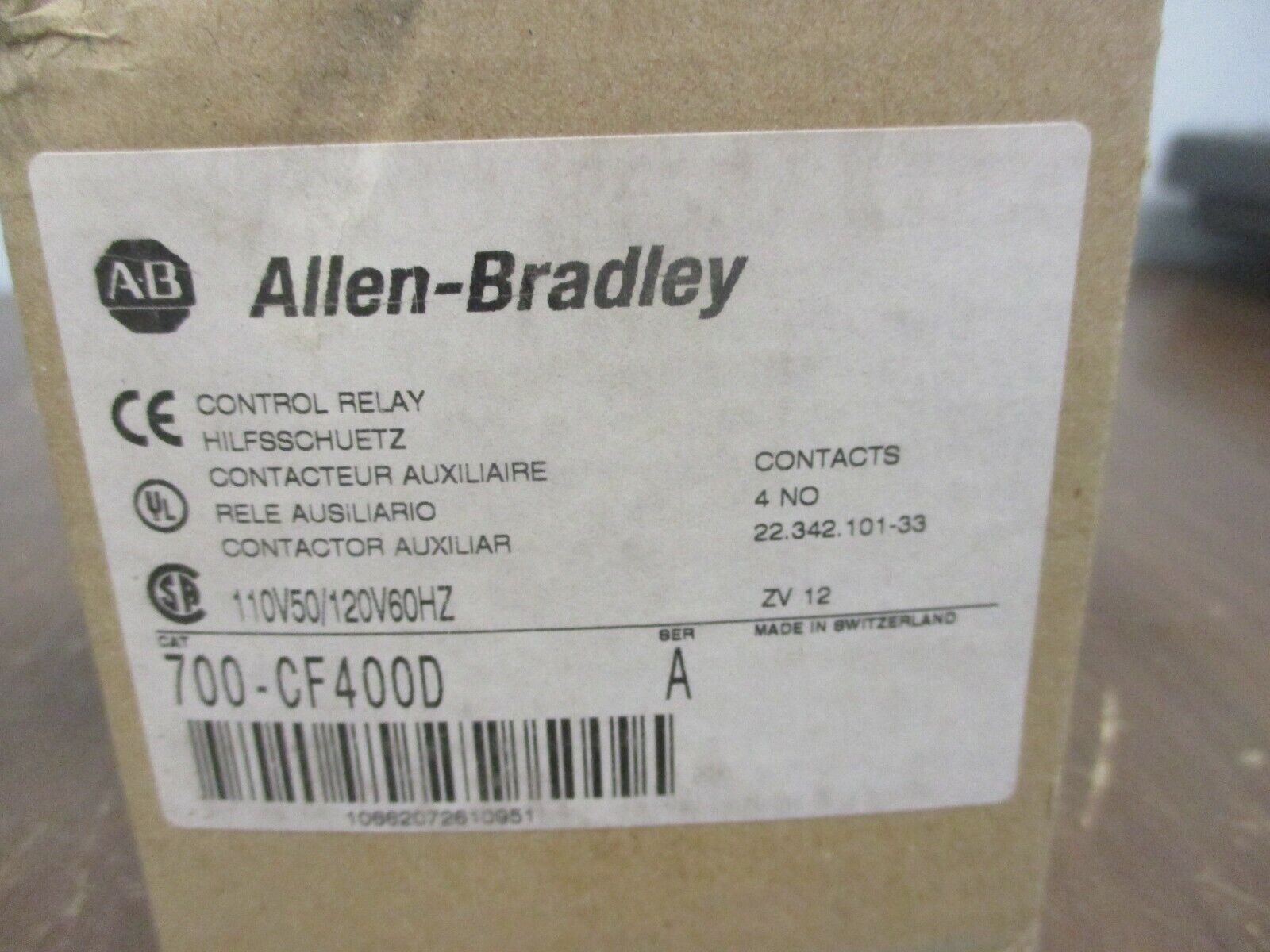 Allen-Bradley Contactor 700-CF400D Ser. A 120V Coil *Chipped Corner* New Surplus