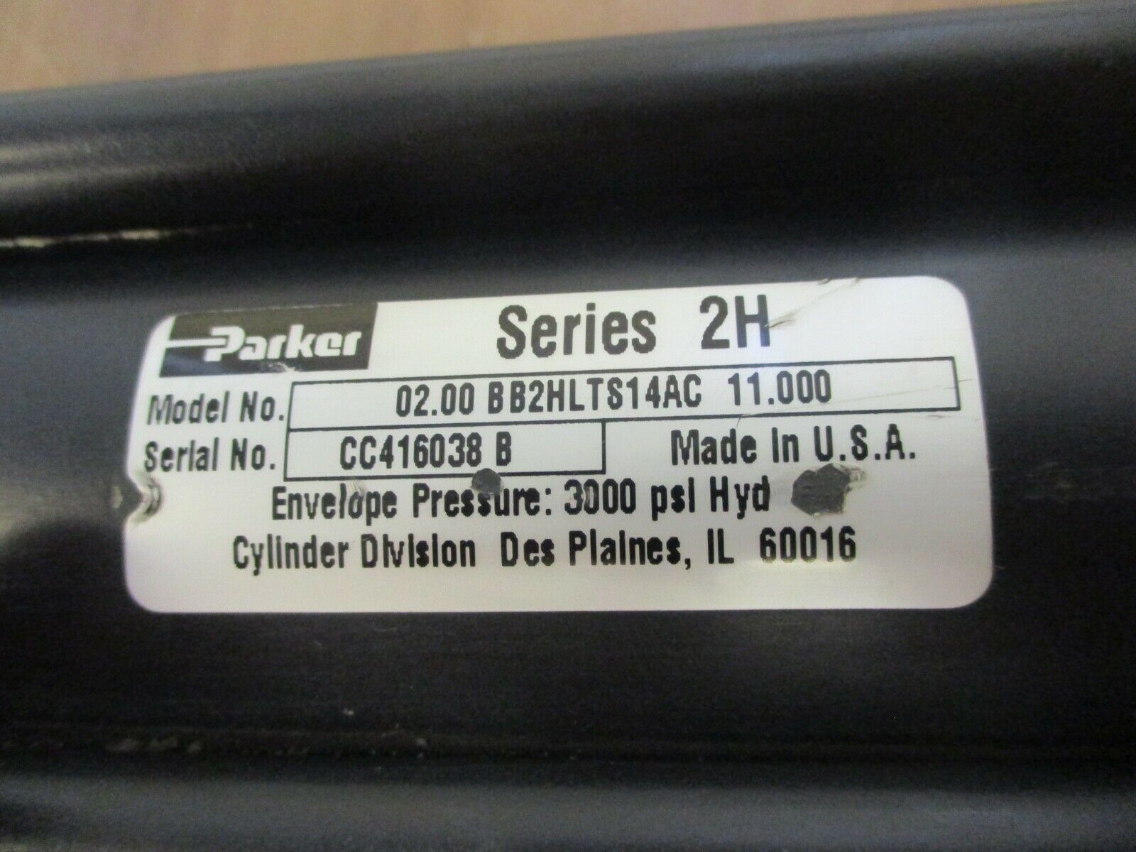 Parker Series 2H Hydraulic Cylinder, 02.00 BB2HLTS14AC 11.000 3000PSI Used