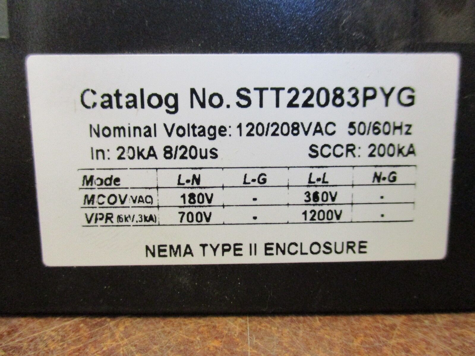 Mersen Surge-Trap SPD Type 1 Surge Suppressor STT22083PYG 120/208V 50/60Hz Used
