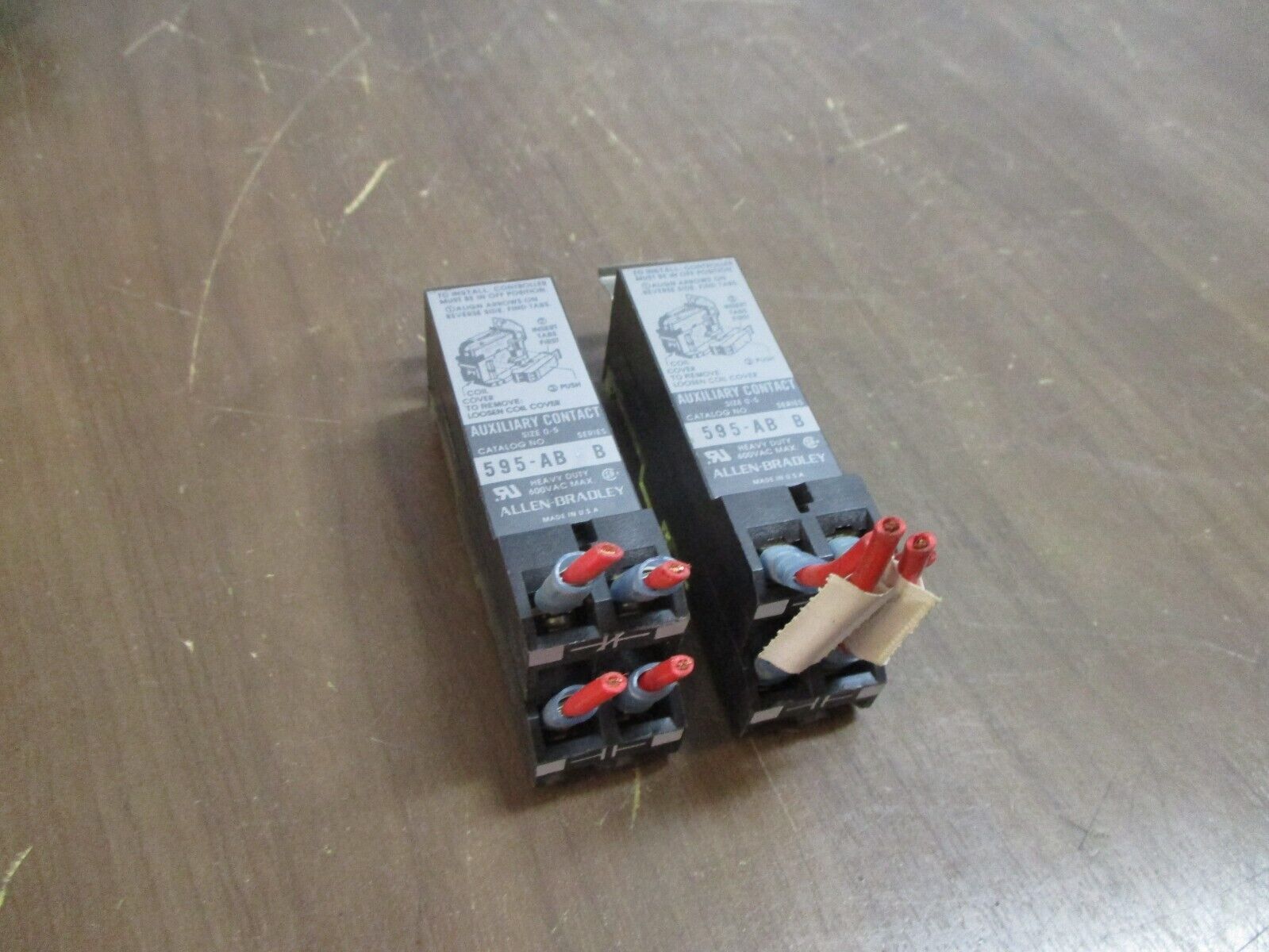 Allen-Bradley Aux Contact 595-AB Ser. B Size 0-5 *Lot of 2* Used