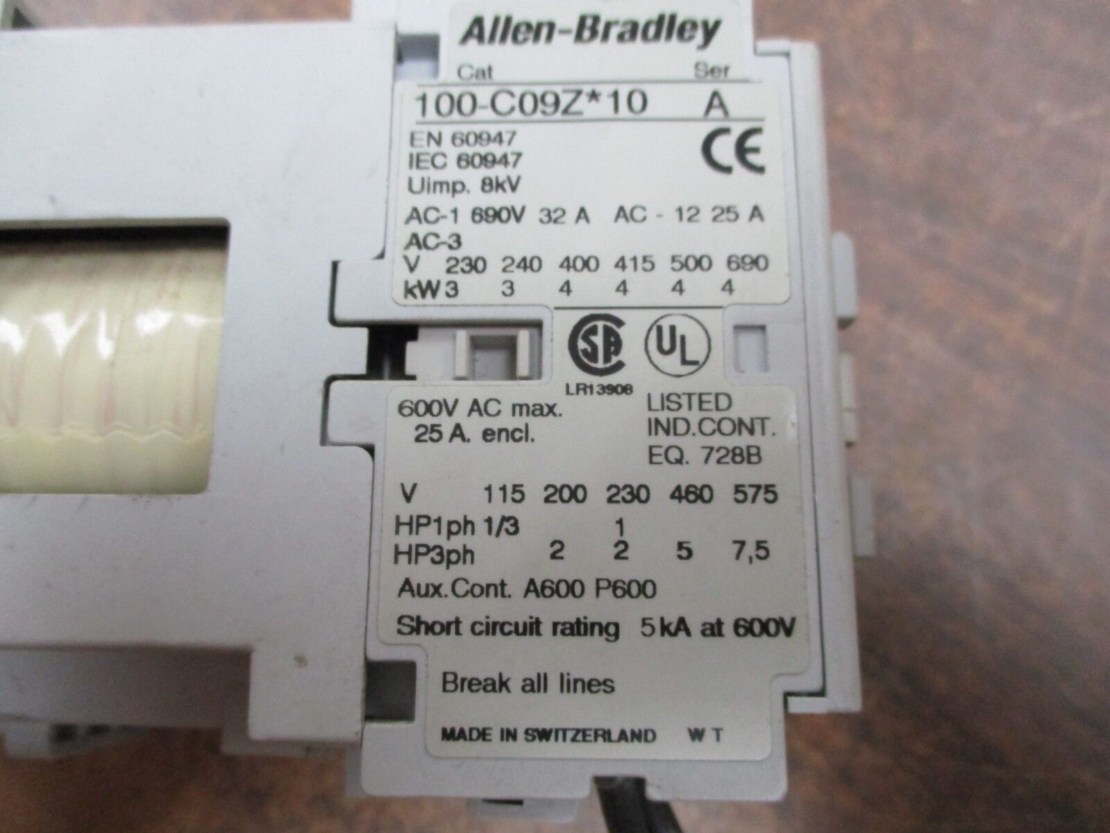 Allen-Bradley Contactor 100-C09Z*10  32A  24VDC Coil  Used