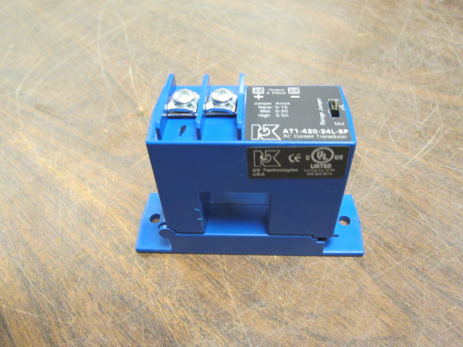 NK Technologies AC Current Transducer AT1-420-24L-SP 4-20mA Used