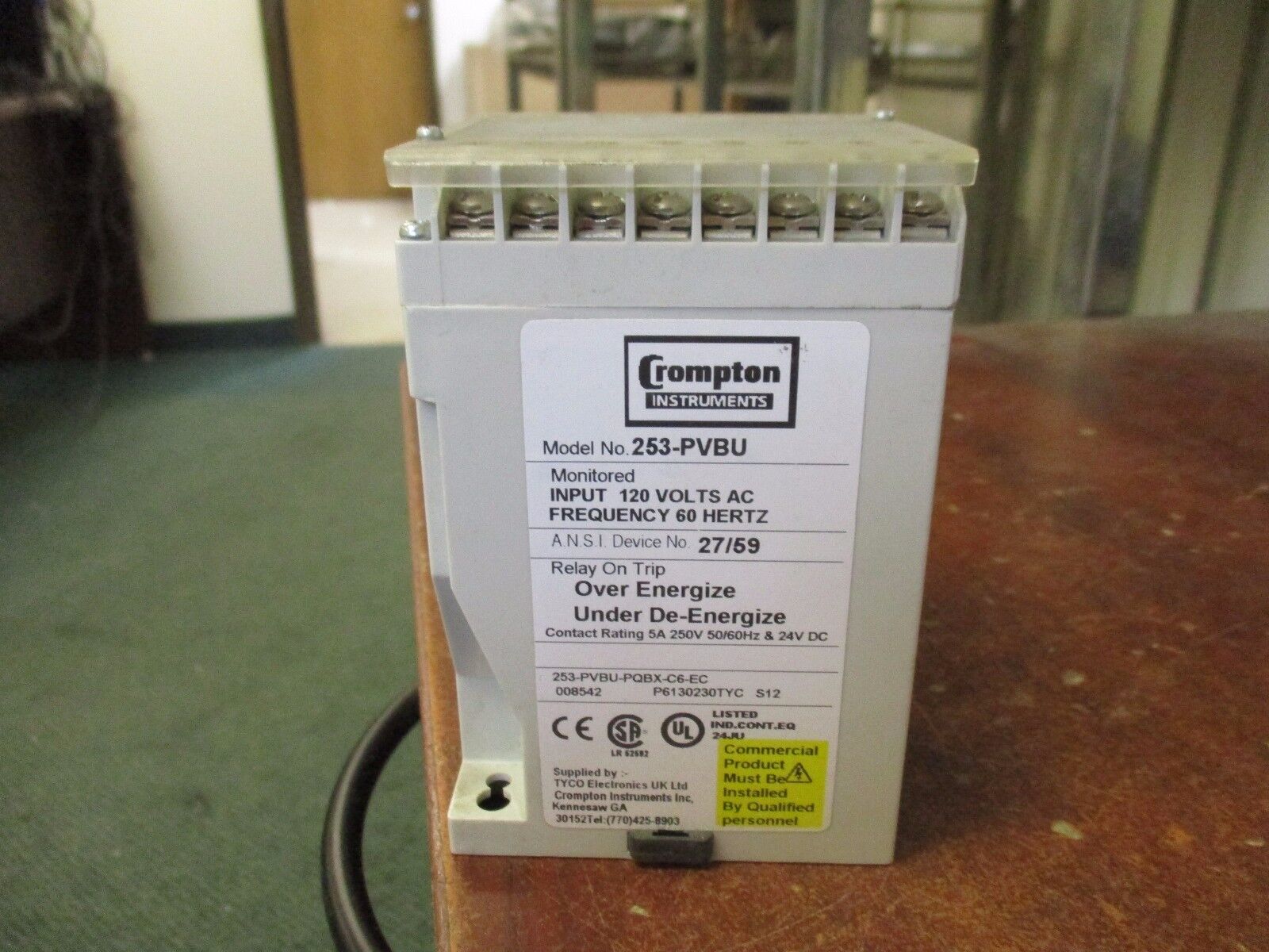 Crompton Protector Trip Relay 253-PVBU Input: 120VAC 60Hz Used
