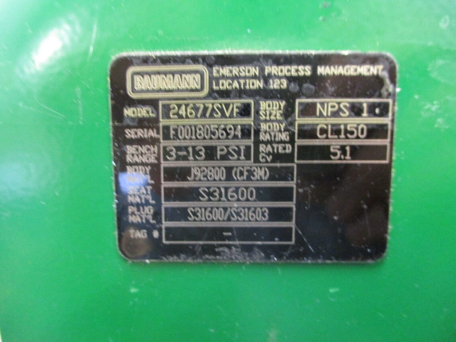 Baumann Control Valve 24677SVF 3-13PSI Used