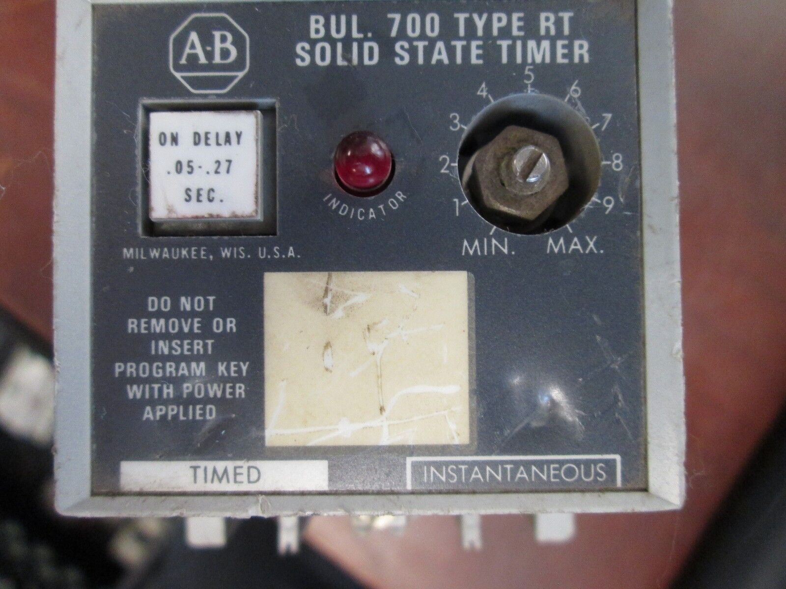 Allen-Bradley Solid State Timer 700 RTNX1 120V Coil Range: .05-.27sec Used