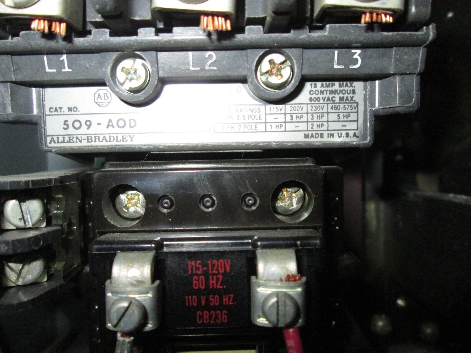 Allen-Bradley Fusible Combination 509-AOD Size 0 Coil Voltage 120V Used