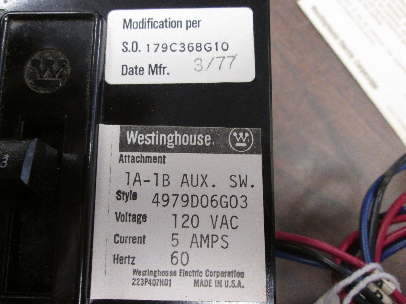 Westinghouse Circuit Breaker MCP0322R 100A 600V 3P New Surplus