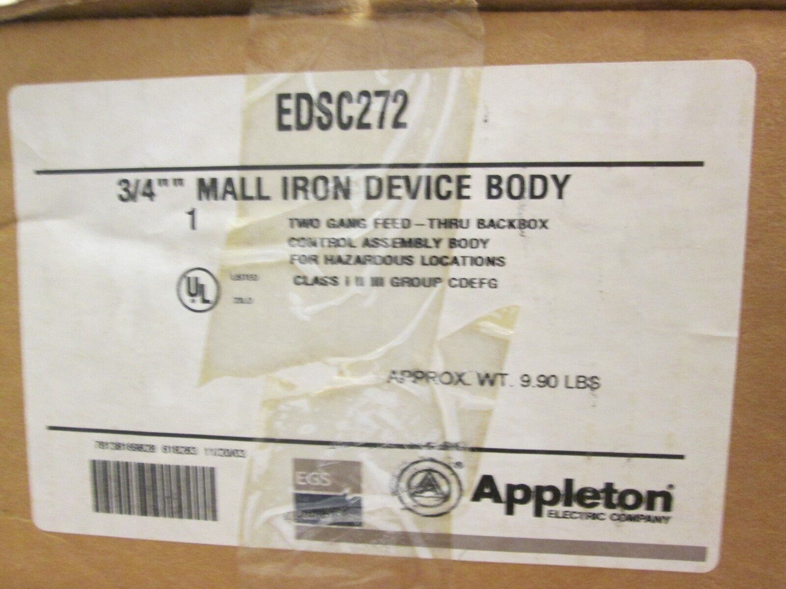 Appleton Malleable Iron Device Body EDSC272 3/4" New Surplus