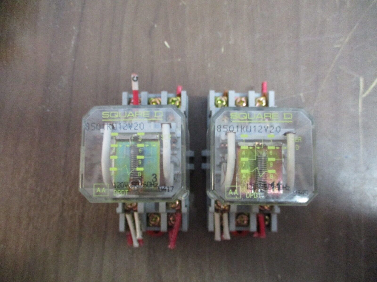 Square D Relay 8501KU12V20 120V Coil w/ Base *Lot of 2* Used