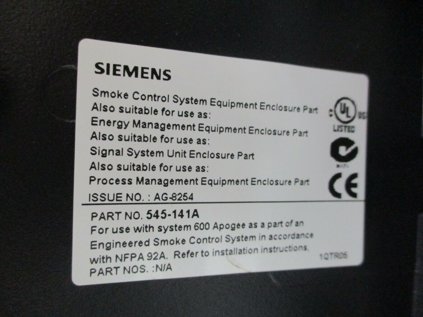 Siemens APOGEE Automation Modular Building Controller 545-141A *No Key* Used