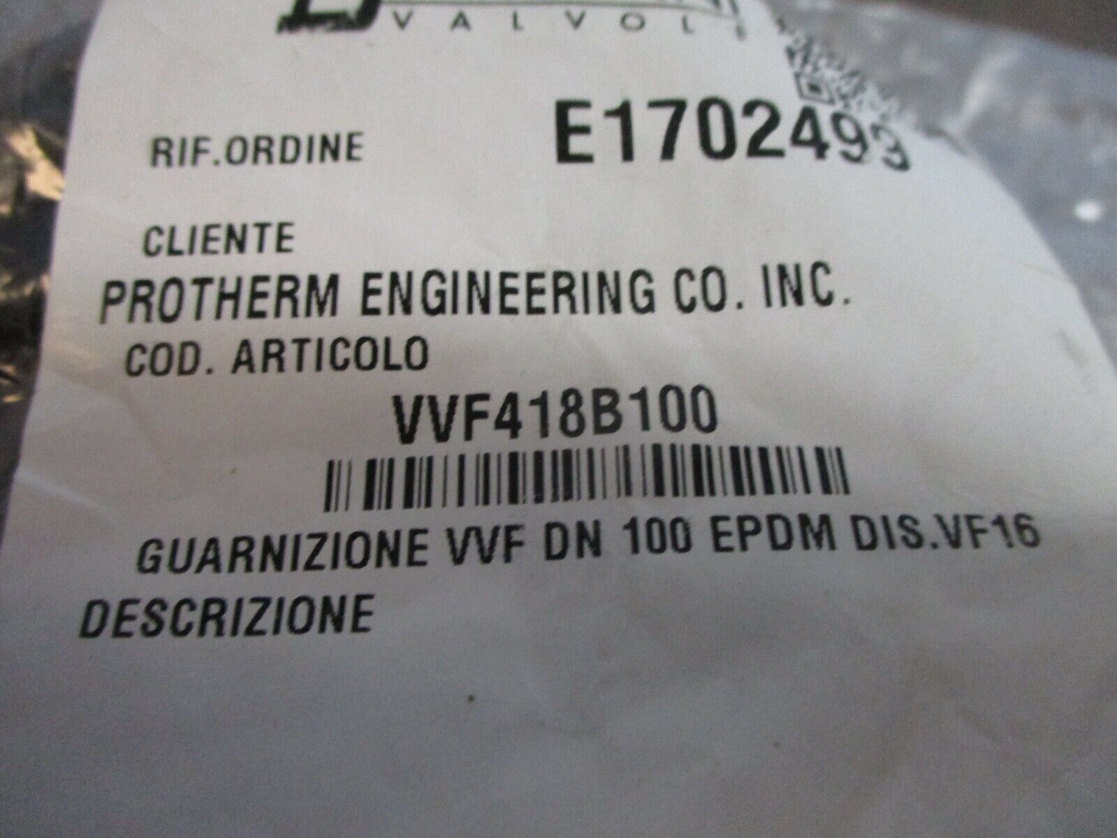 Bardiani Gasket VVF418B100 *Lot of 2* New Surplus