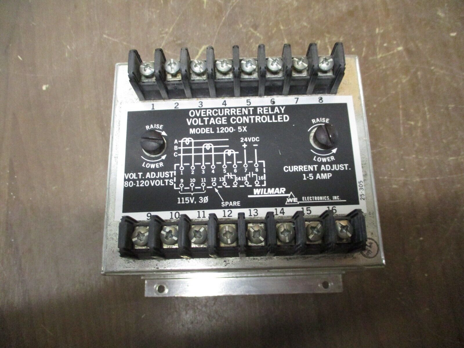 Wilmar Voltage Controlled Overcurrent Relay 1200-5X 80-120V 1-5A Used