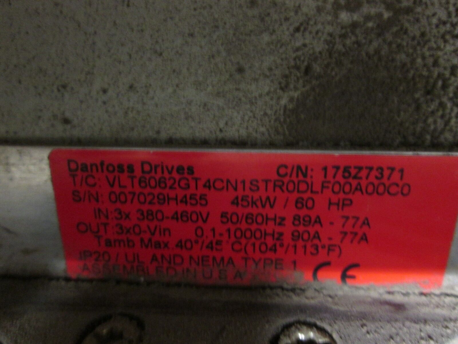 DanFoss / Graham  AC Drive w/ Bypass  17527371  60HP Used