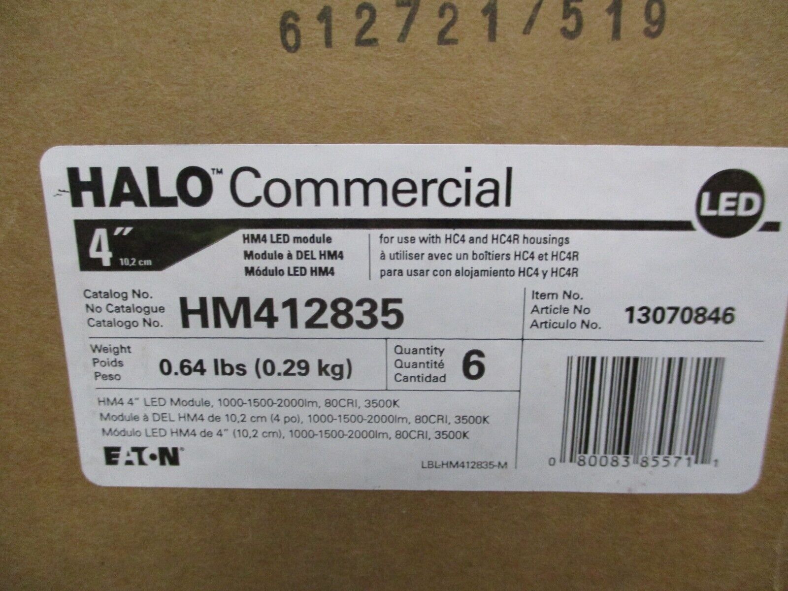 Eaton Halo Commercial HM4 LED Module HM412835 3500k 1000-1500/2000 Lumen