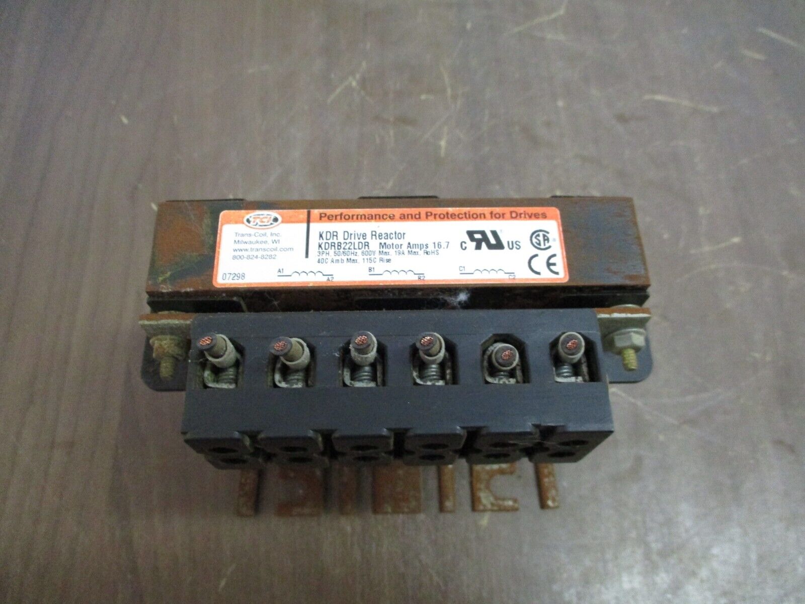 TCI KDR Drive Reactor KDRB22LDR 16.7A 3Ph 50/60Hz 600V Used
