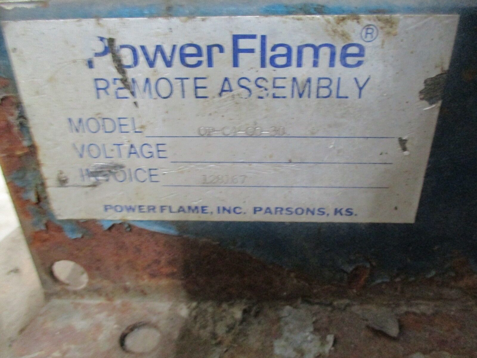 Power Flame Remote Assembly OP-C4-G0-30 0.75HP 208-230/460V 2.7-2.6/1.3A Used