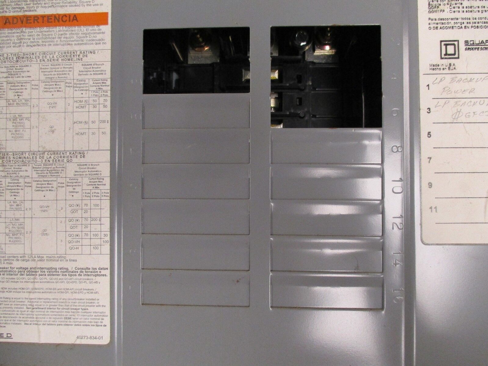 Square D 3R Load Center QO 100A Used