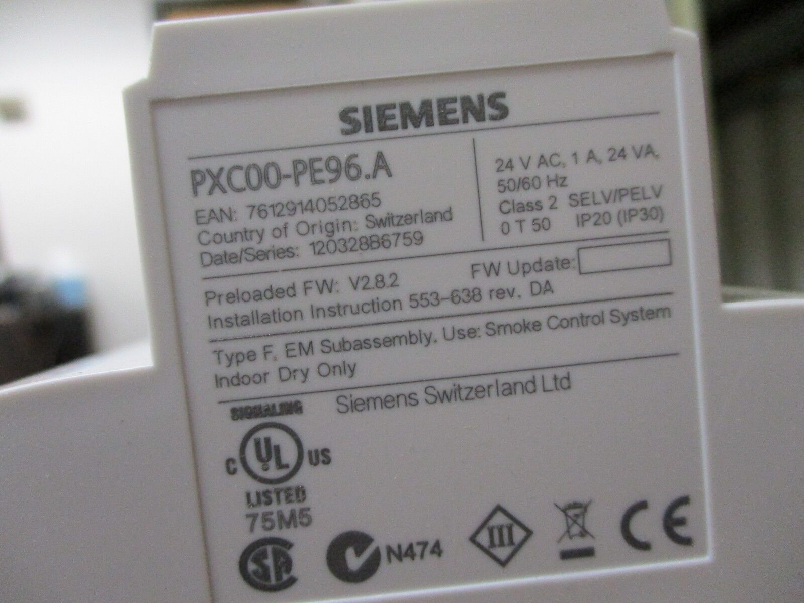 Siemens Controller PXC00-PE96A 24V 1A 24VA 50/60Hz Used