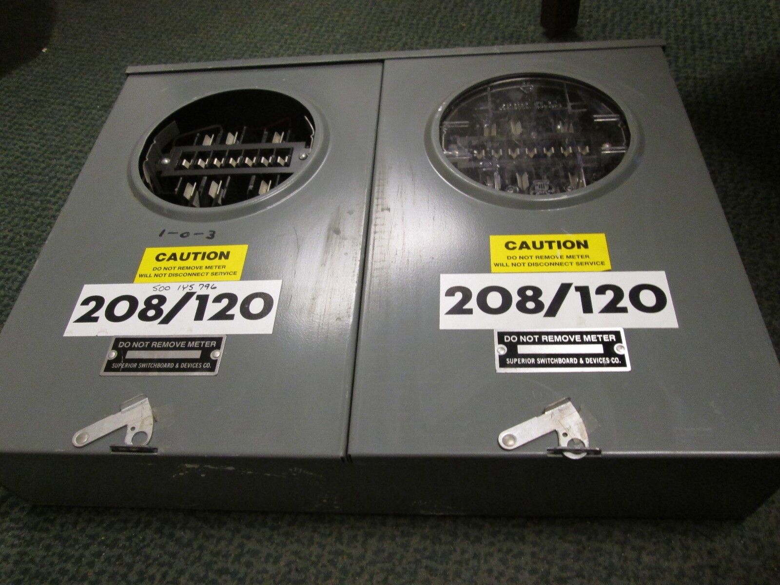 Superior  2 Position Meter Socket  20A  120/208V  3R Enclosure  Used