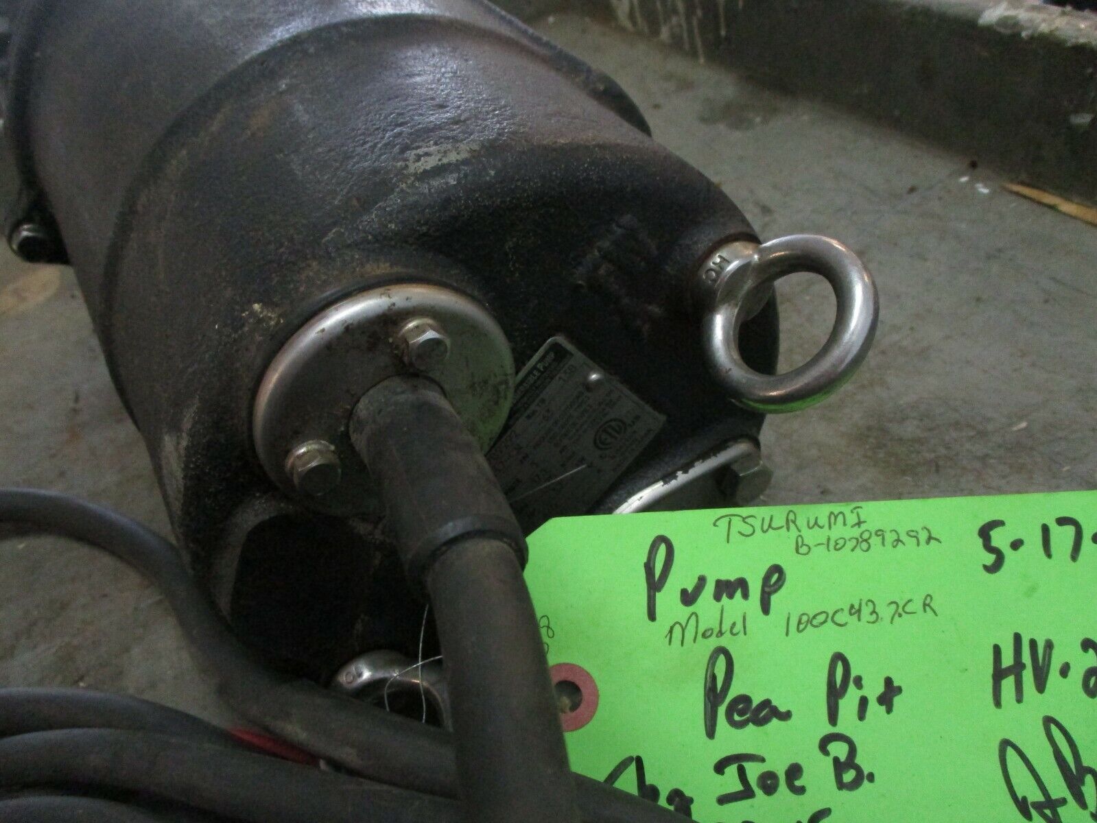 Tsurumi Submersible Pump 100C43.7-CR-63 5HP 462 GPM 56ft Head 460V 6.9A 60Hz 3Ph