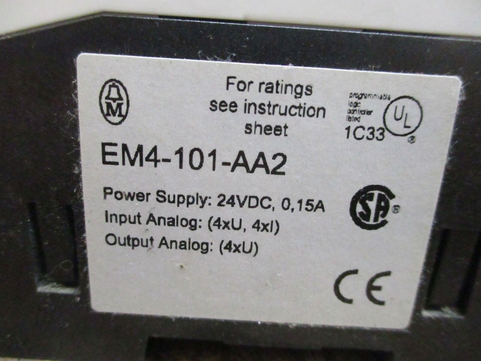 Moeller Analog I/O Module EM4-101-AA2 Power Supply: 24VDC 0.15A Used