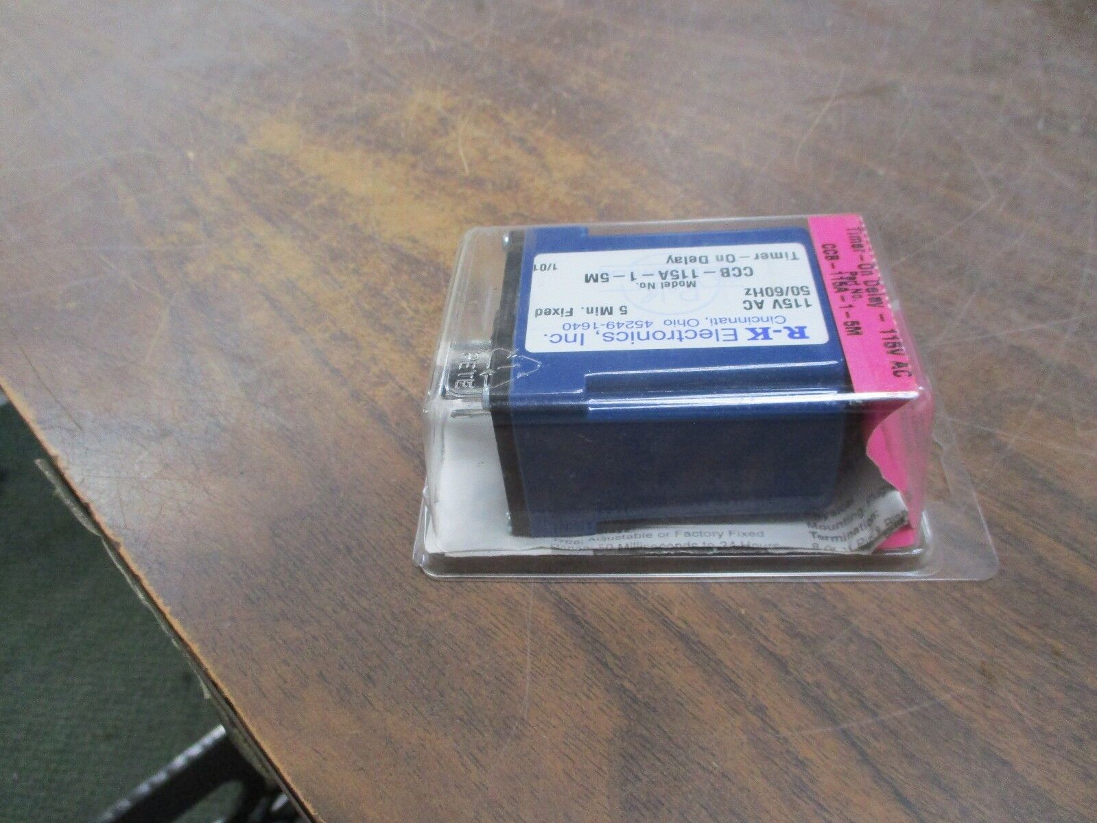 R-K Electronics On Delay Timer CCB-115A-1-5M 115VAC 50/60Hz 5 Min Fixed