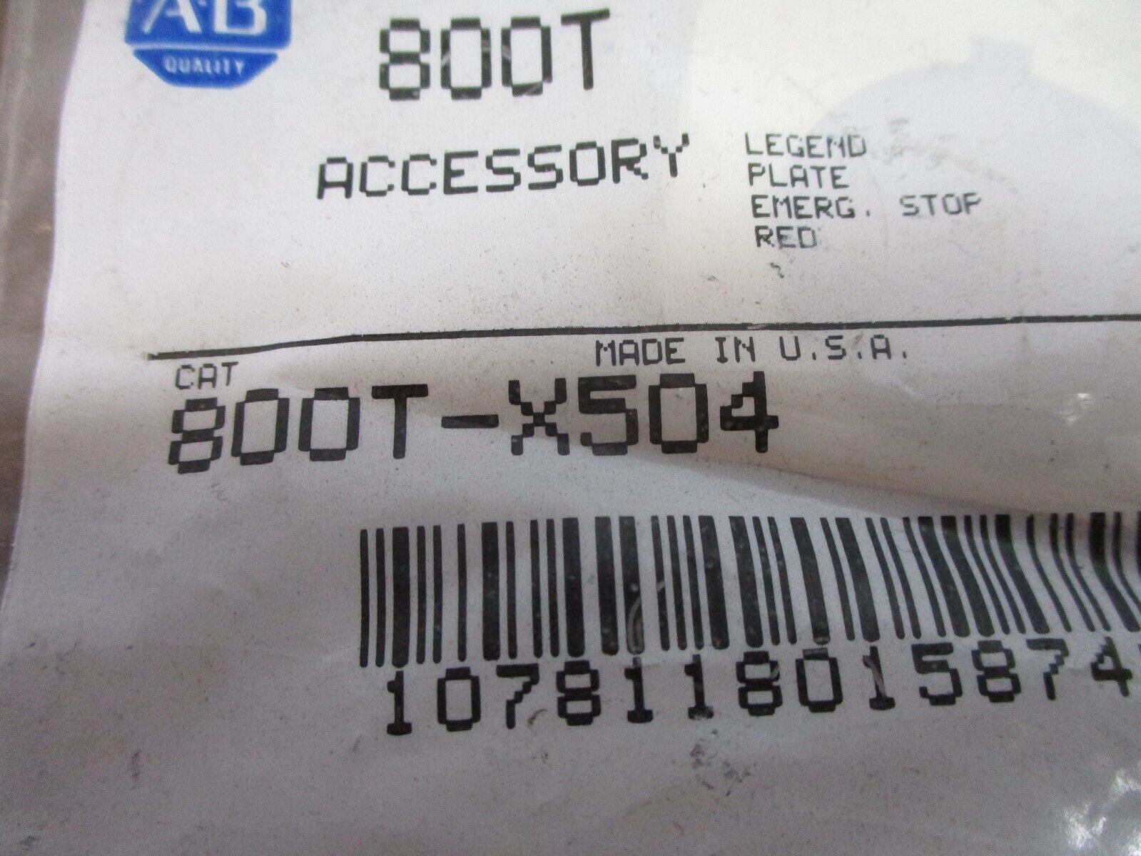 Allen-Bradley Emergency Stop Legend Plate 800T-X504 Ser. A Red *Lot of 2*