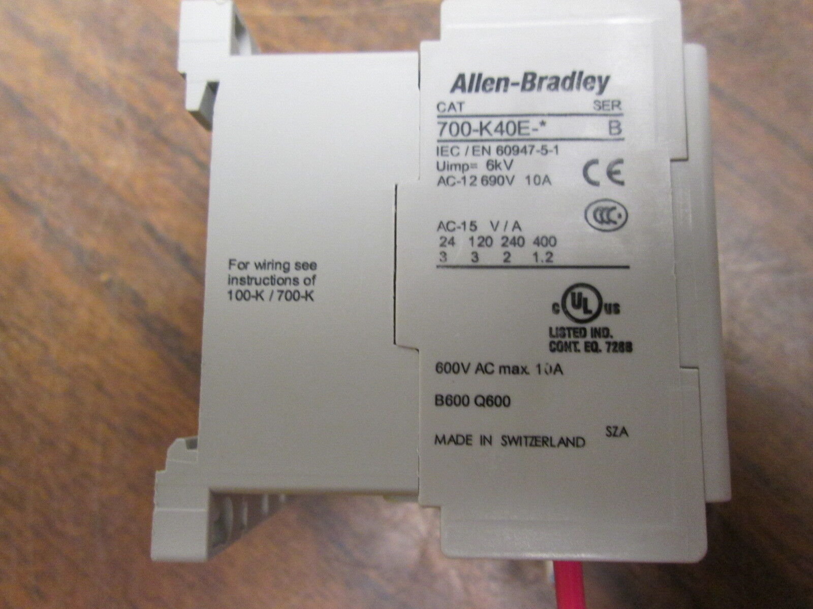 Allen-Bradley Contactor 700-K40E-* 10A 600V Used