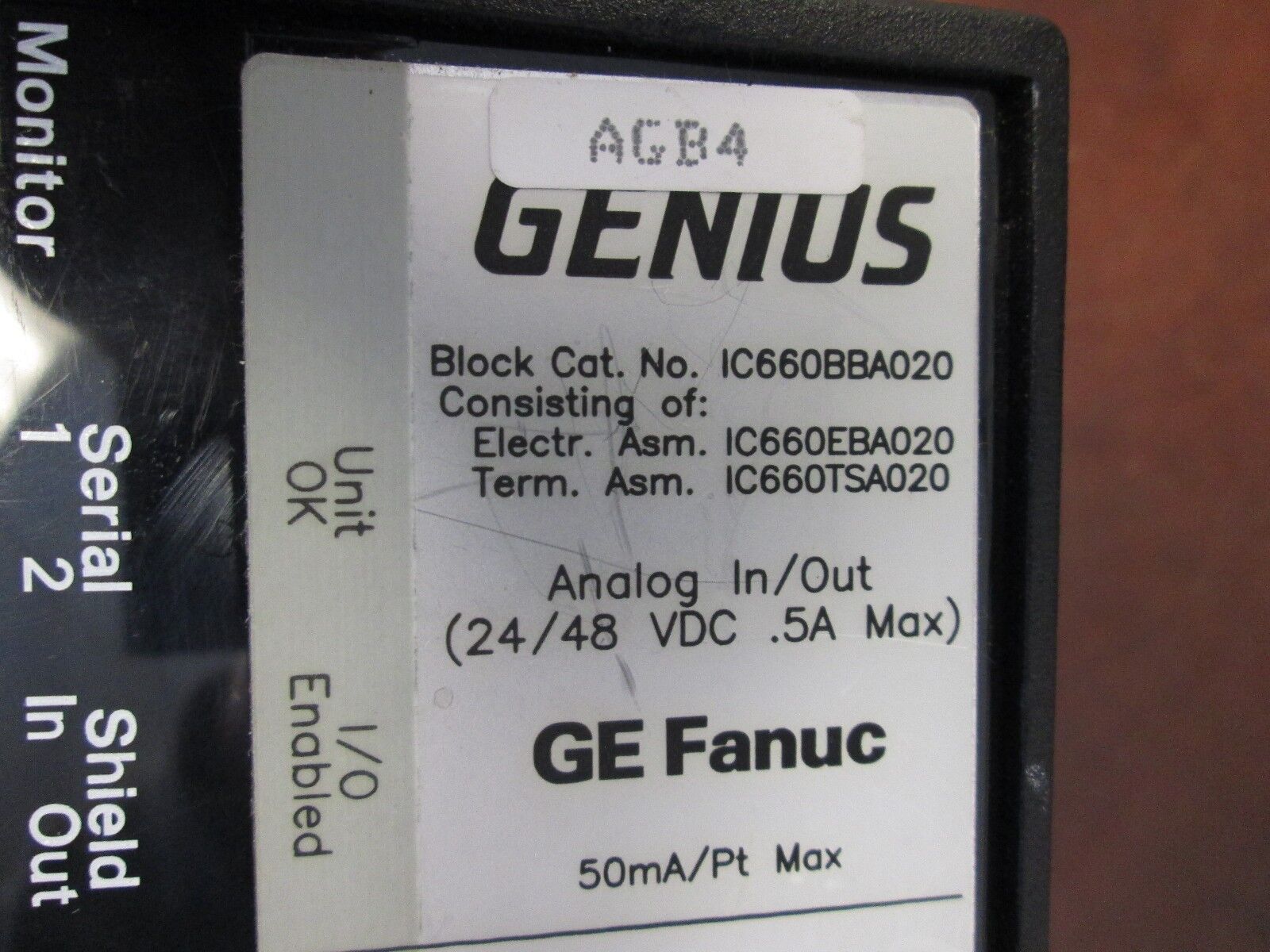 GE Fanuc Genius Analog 4I/2O Block IC660BBA020 24/48VDC .5A Max Used
