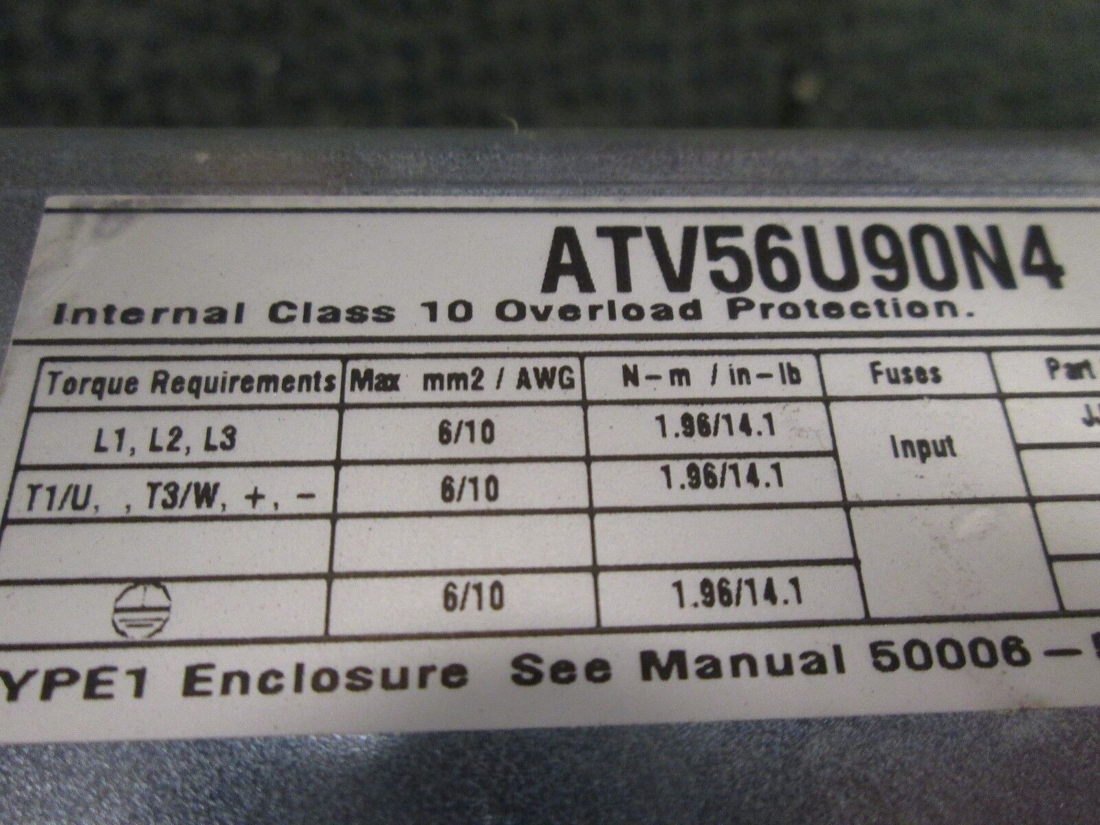 Square D Altivar 56 AC Drive ATV56U90N4 10HP Used