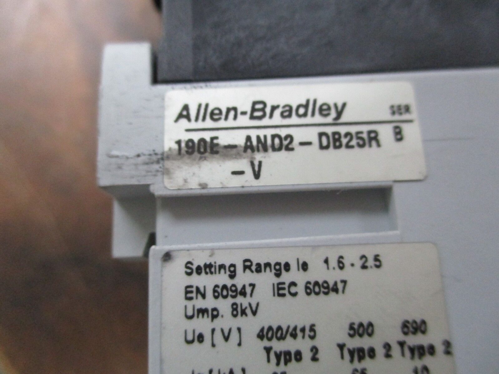 Allen-Bradley Starter 190E-AND2-DB25R-V Ser. B 120V Coil 25A 600V Trip:1.6-2.5A