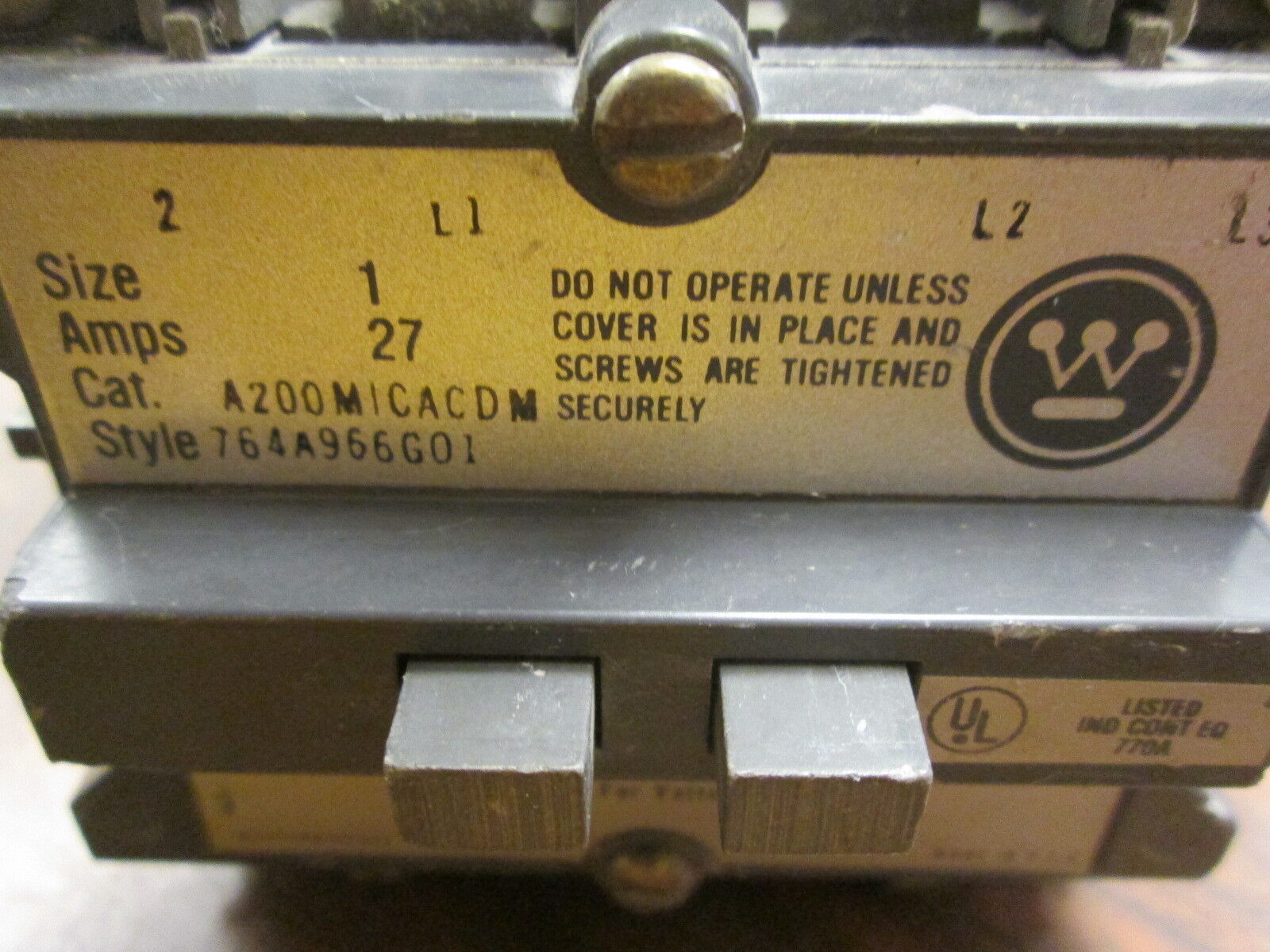 Westinghouse Size 1 Contactor A200M1CACDM 120V Coil 27A Used