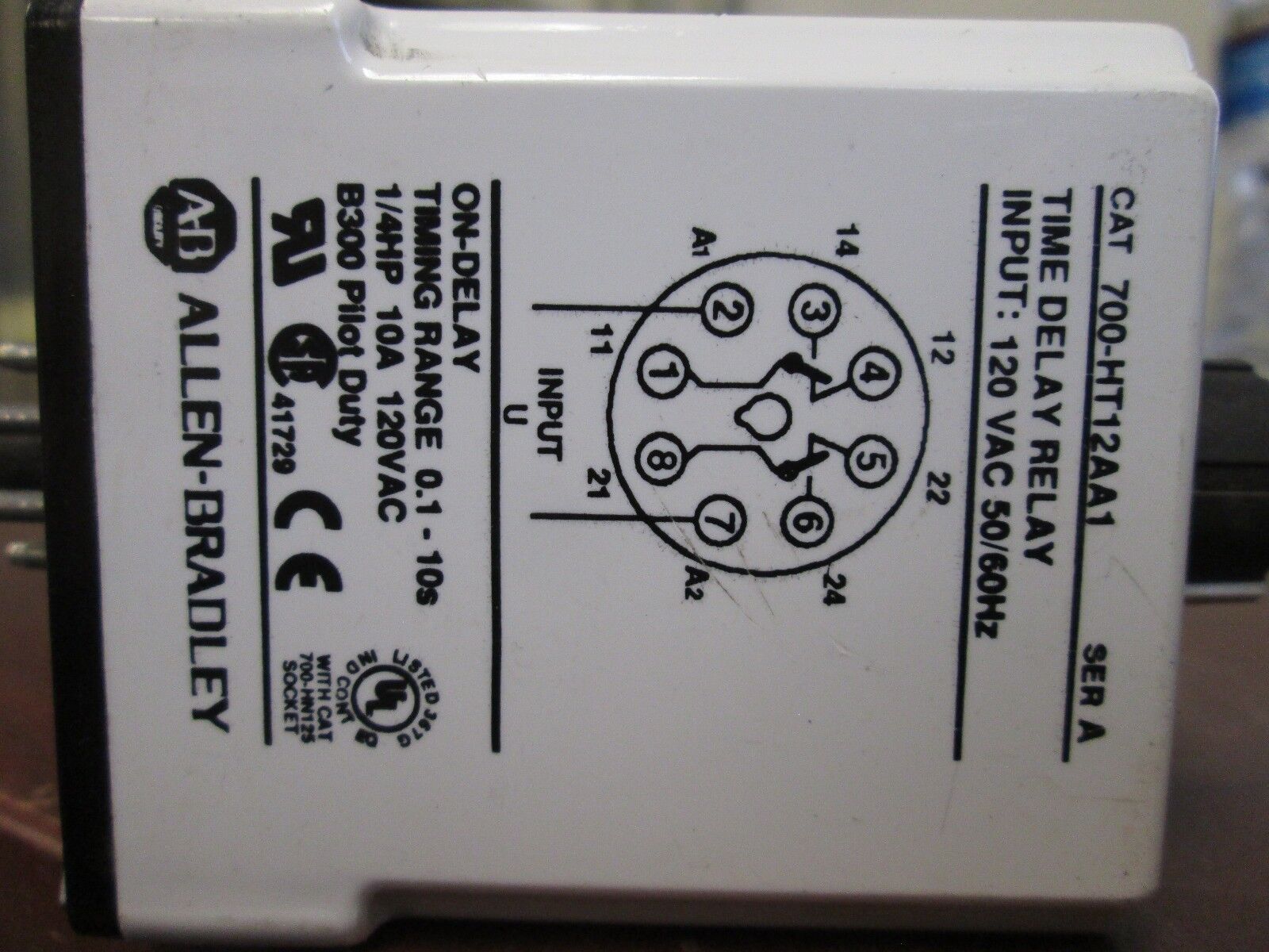Allen-Bradley Time Delay Relay 700-HT12AA1 Timing Range: .1-10sec Used