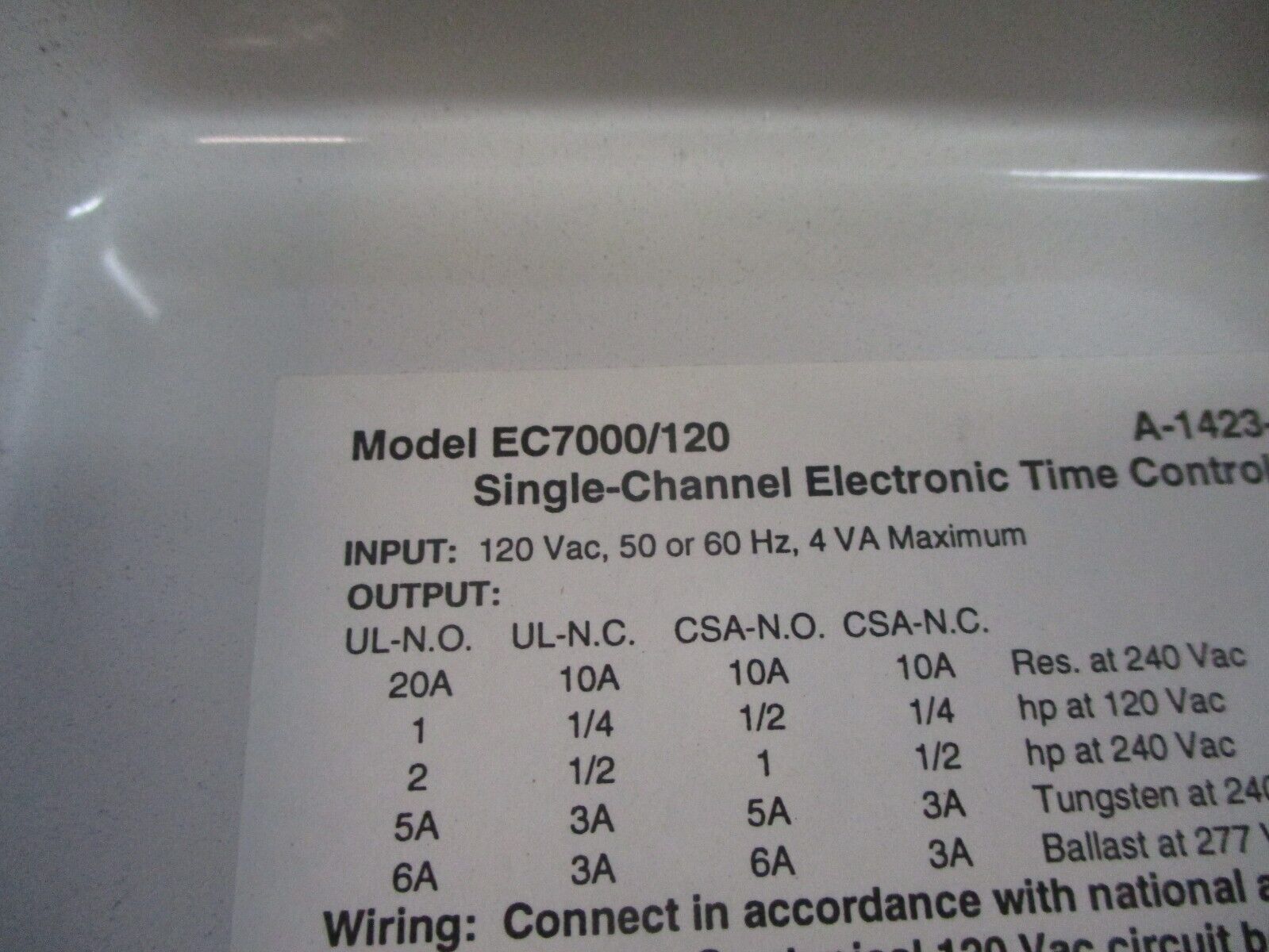 Paragon Electronic Time Control EC7000/120 Single-Channel 120V 50/60Hz Used