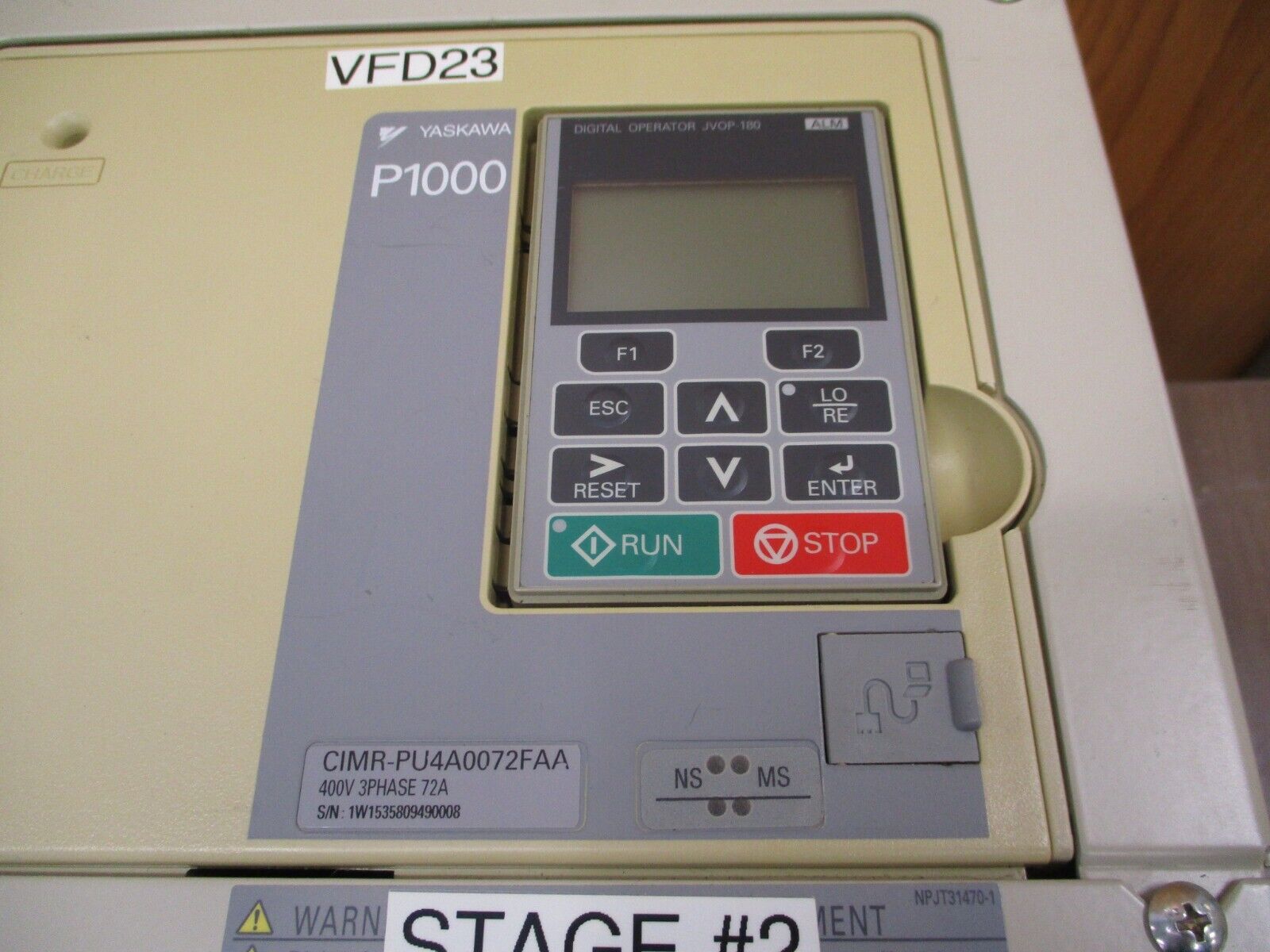 Yaskawa P1000 AC Drive CIMR-PU4A0072FAA Rev. A 50HP 3Ph w/ Keypad Used