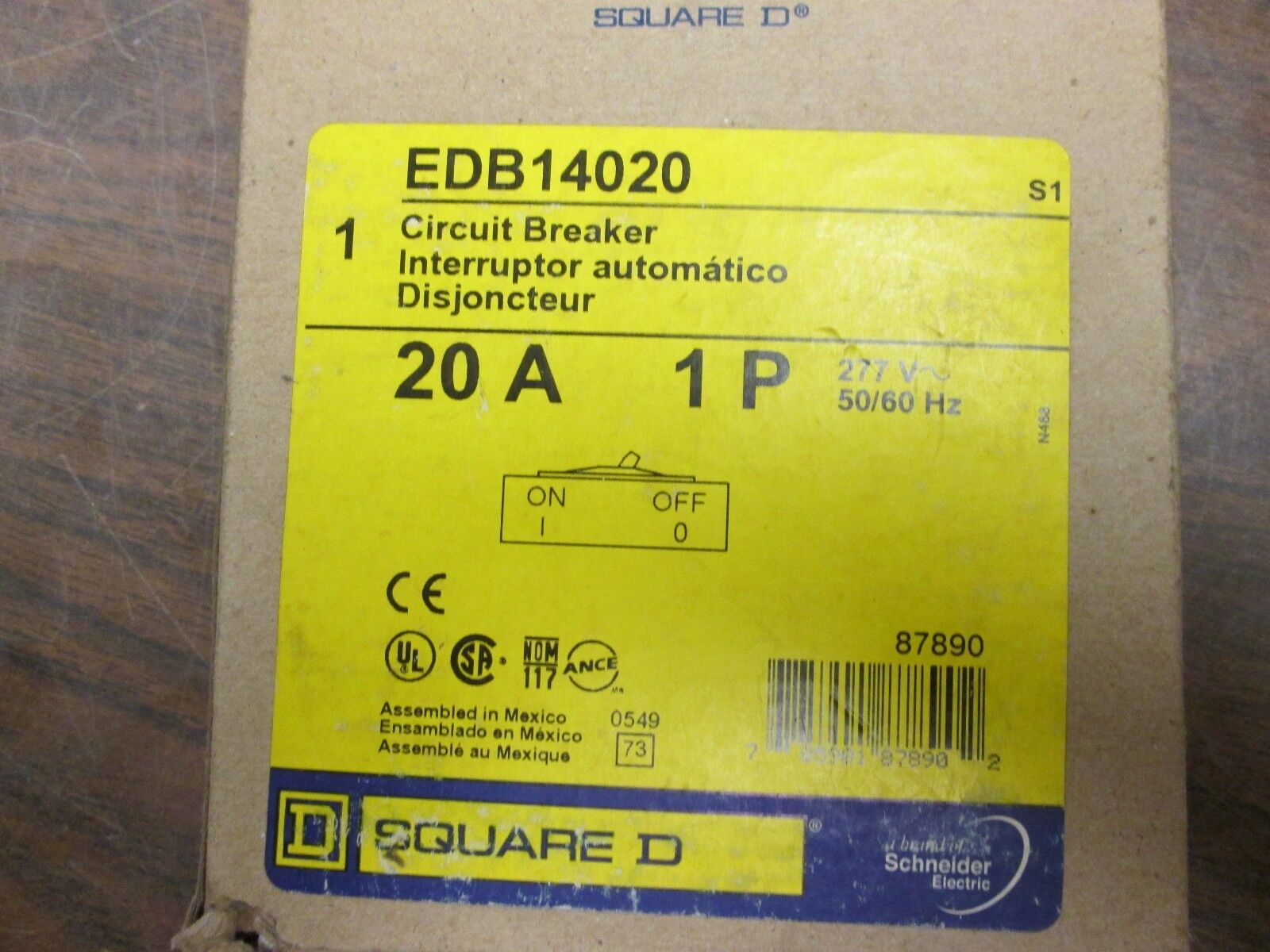 Square D Circuit Breaker EDB14020 20A 1P 277V 50/60Hz New Surplus