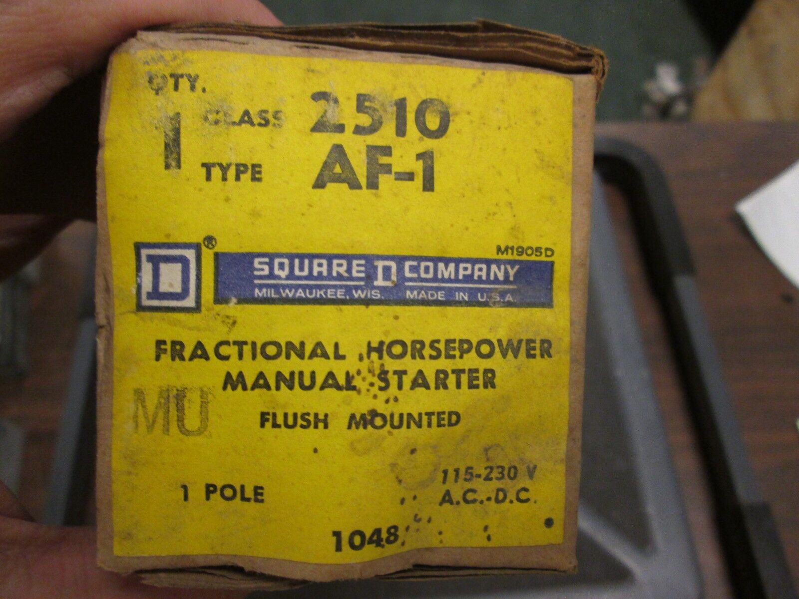 Square D  Manual Starter  2510 AF-1  1 Pole  115-230VAC/DC
