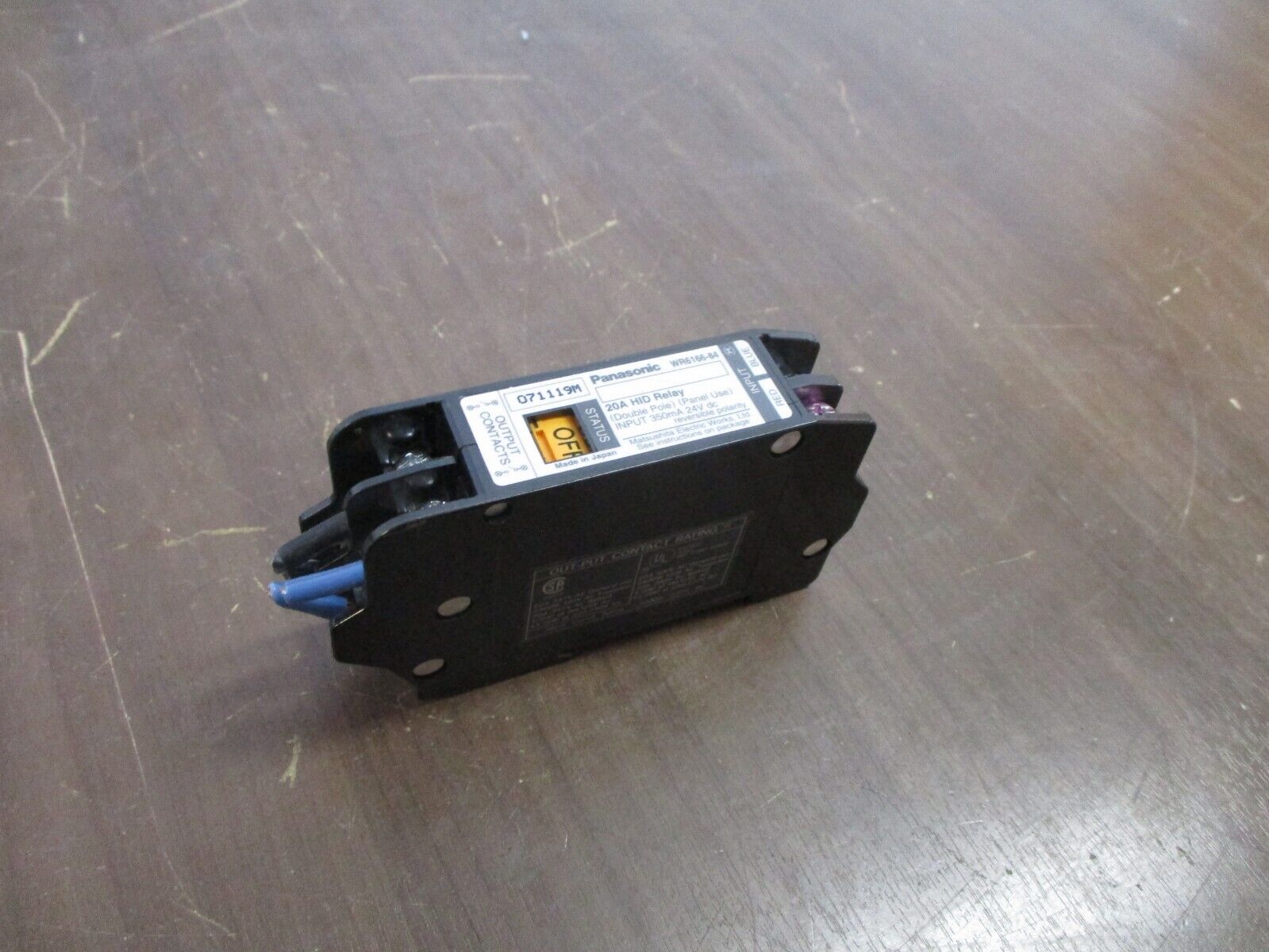 Panasonic HID Relay WR6166-84 20A Double Pole Panel Use Input: 350mA 24VDC Used