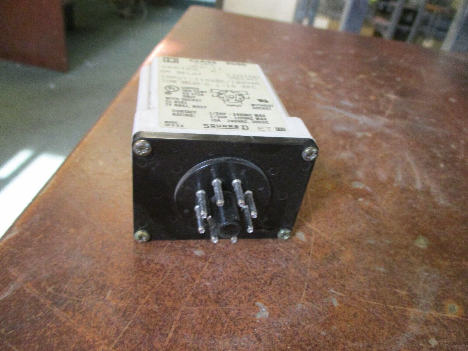 Square D Timing Relay 9050 JCK-11 Ser. A 110VDC/ 120 VAC Delay: 0.1-10 sec Used