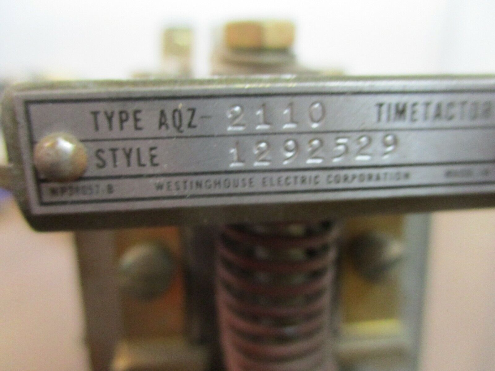 Westinghouse Timing Relay AZ AQZ 125VDC Cont. 250VDC Int. Used