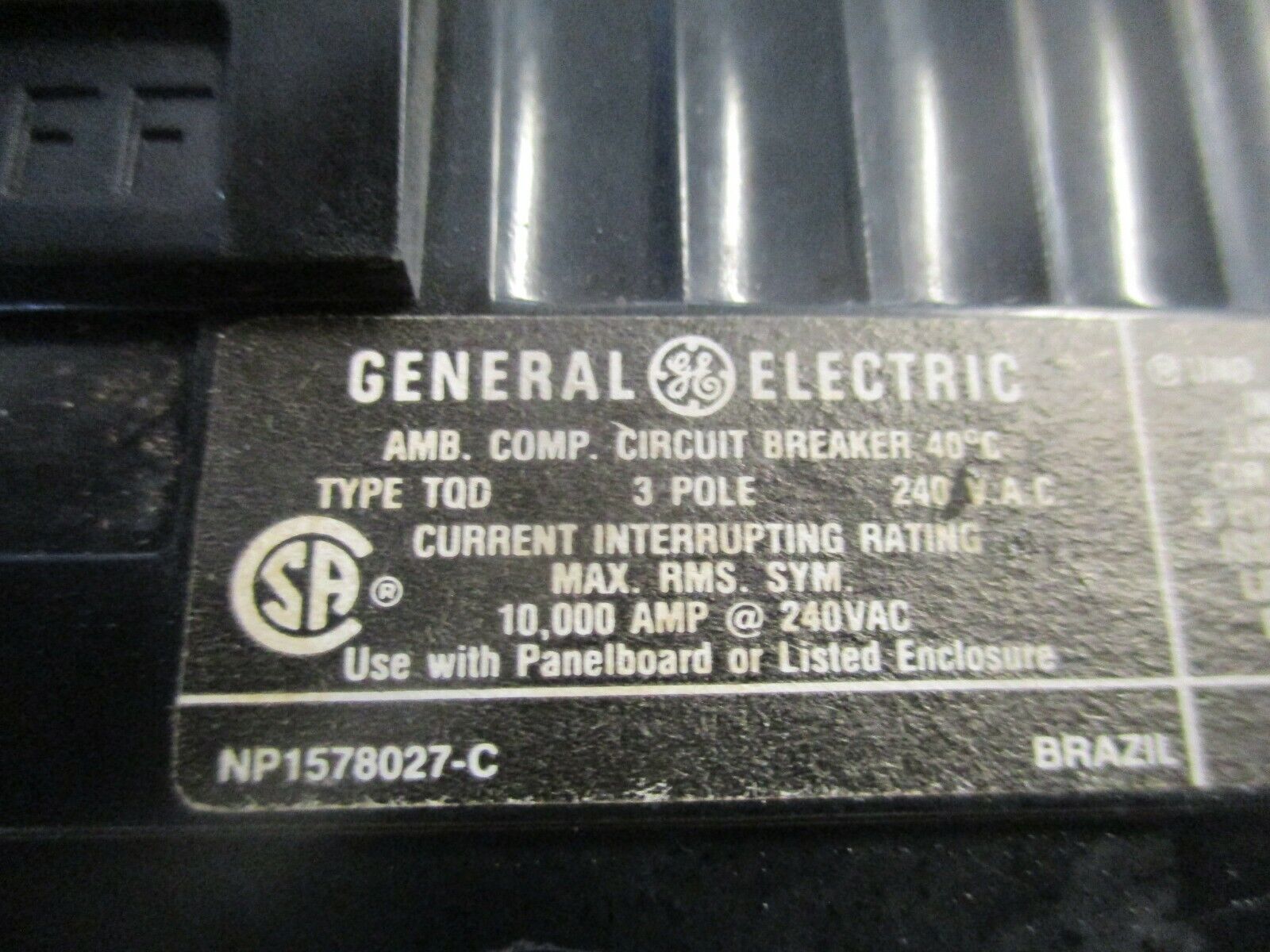 GE Circuit Breaker TQD32225 225A 240V 3P Used