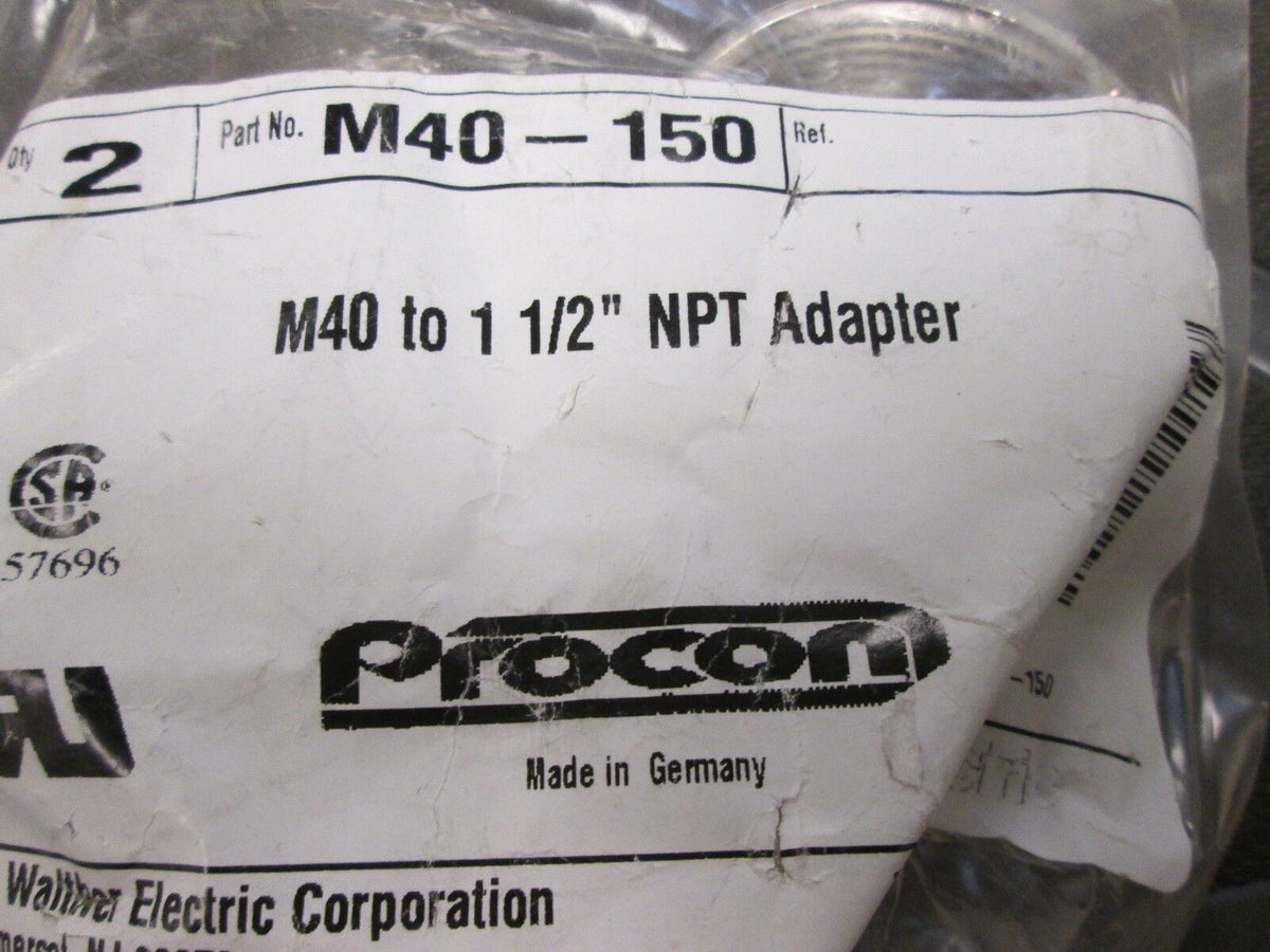 Walther  M40 to 1-1/2" NPT Adapter  M40-150  Lot of 2  New Surplus