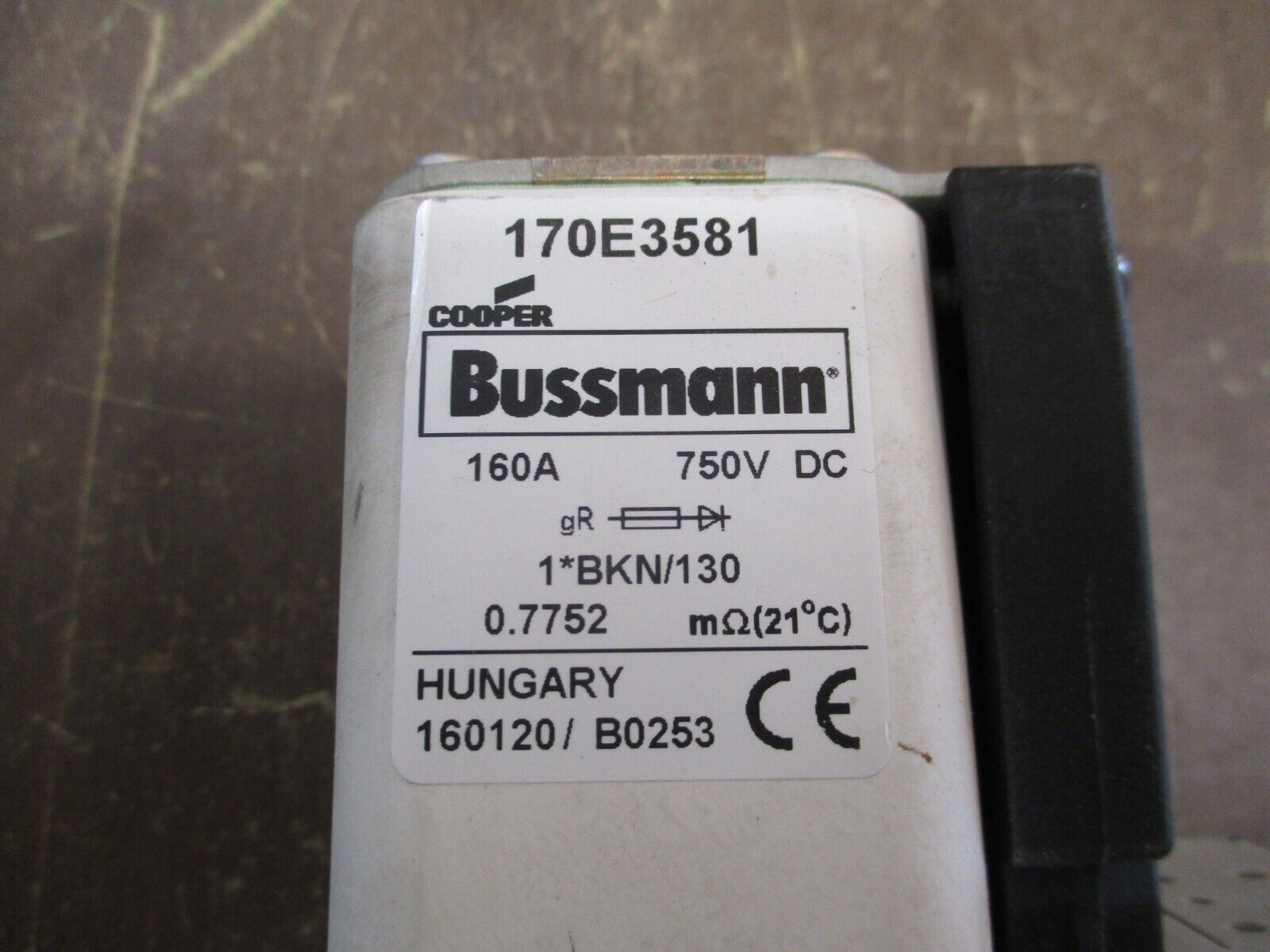 Cooper Bussmann Fuse 170E3581 160A 750V Used