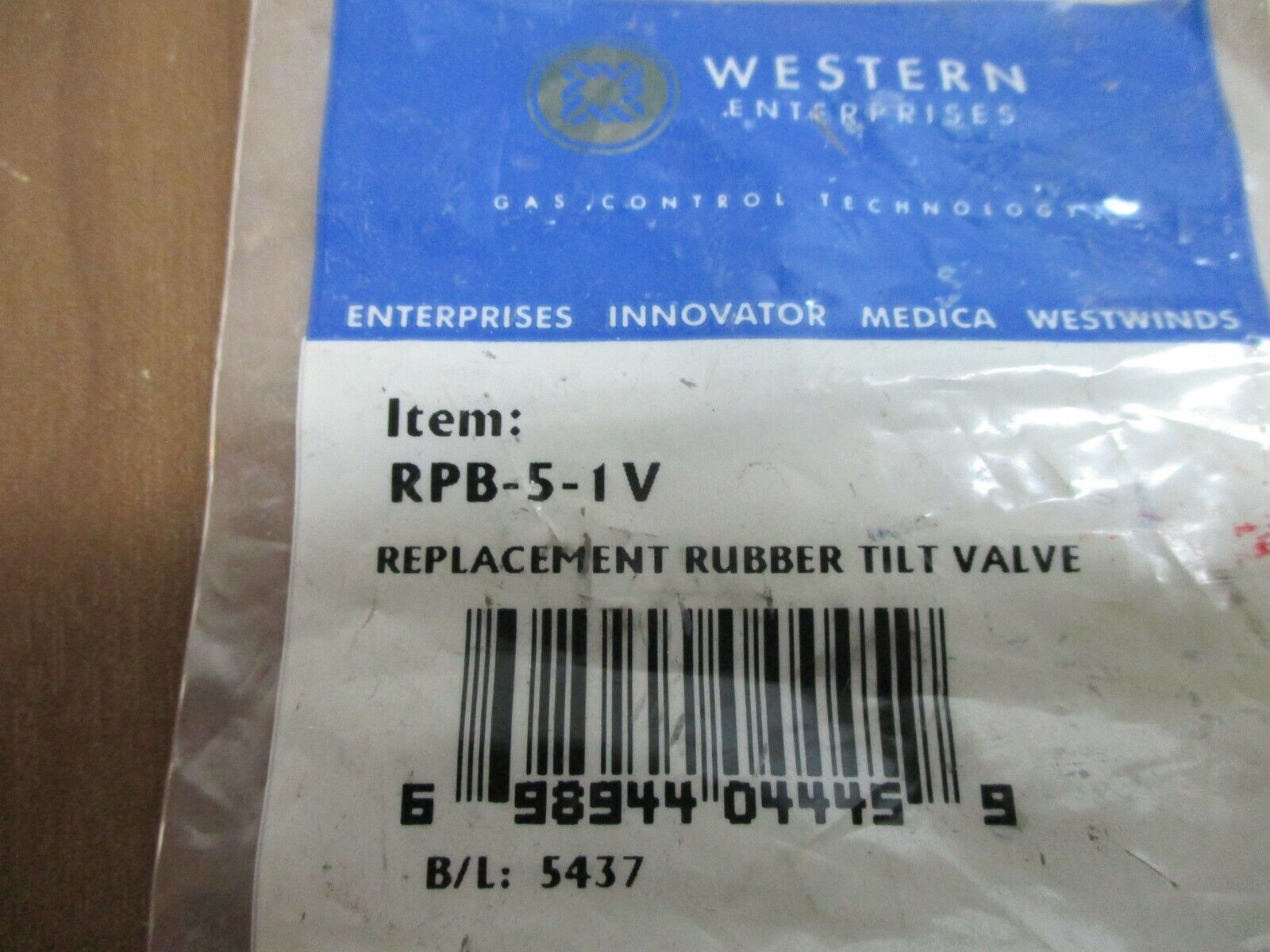 Western Enterprises Replacement Rubber Tilt Valve RPB-5-1V New Surplus