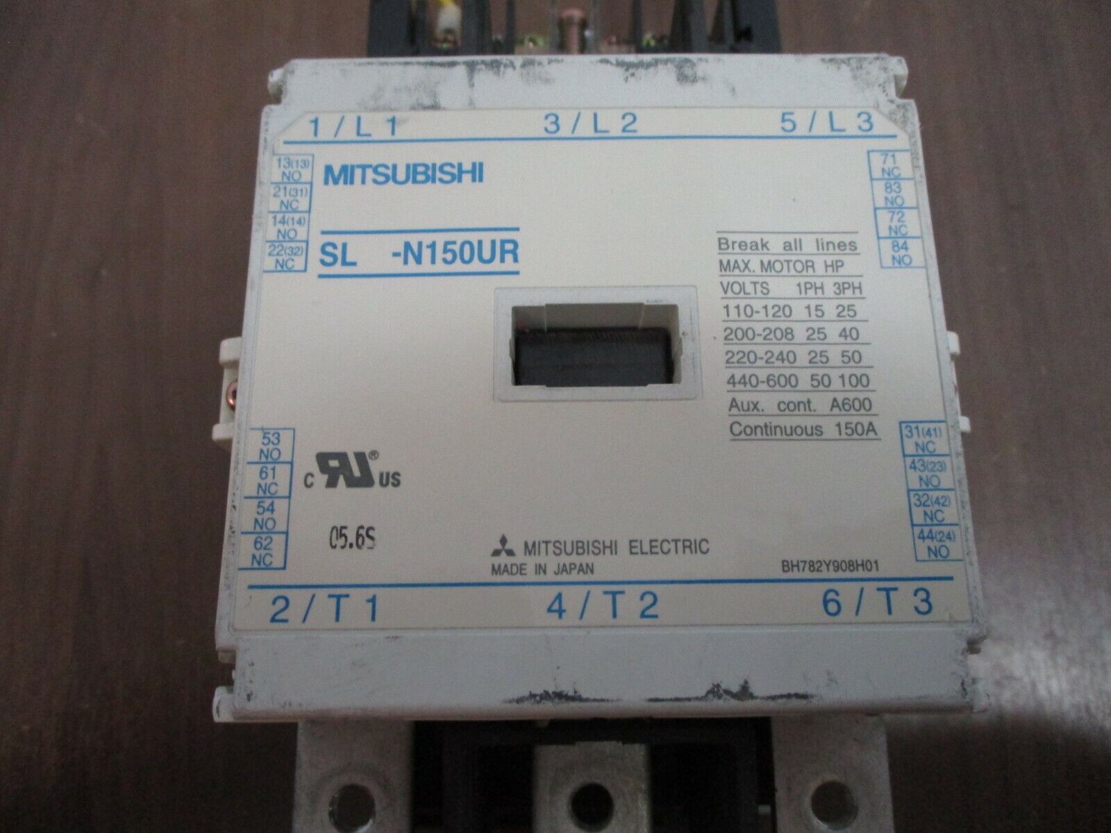 Mitsubishi Latch Contactor SL-N150UR 200-240V Coil 150A 600V Used