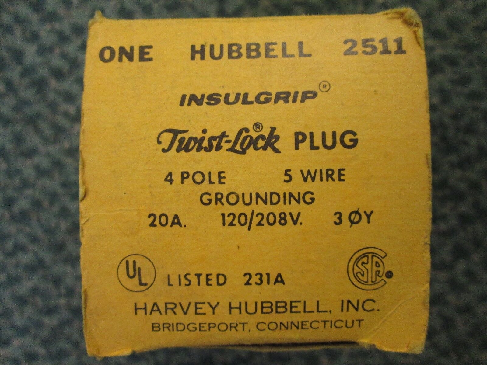 Twist-Lock Plug 2511 20A 120/208V 3Ph 4P 5W New Surplus